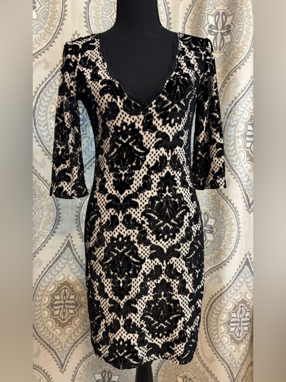 Intimately Free People XS Velvet Damask Bodycon Dress